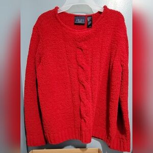 Crazy Horse By Liz Claiborne Red Cable Knit Sweater Size Large